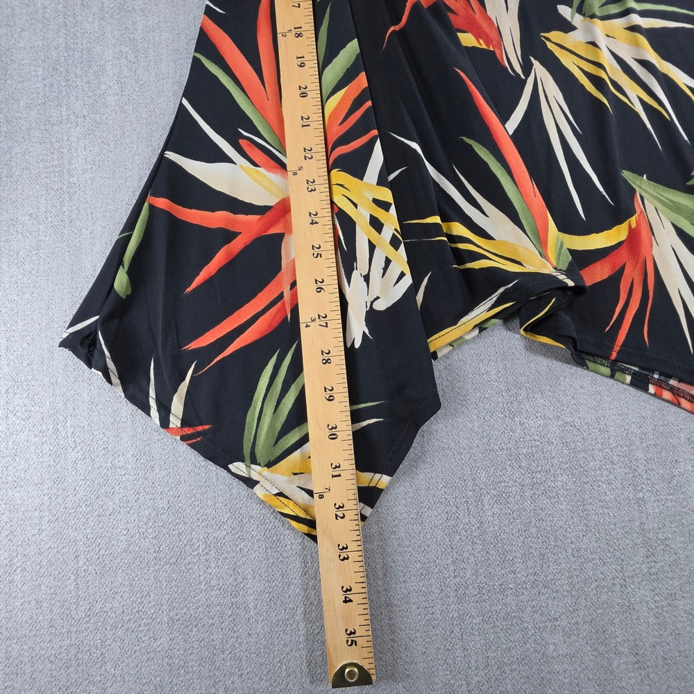 Jostar Tunic Top Women Small Black Floral Bird of Paradise Sharkbite Sleeveless - Picture 5 of 14